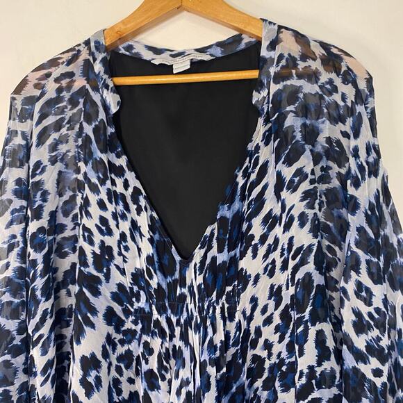 Diane Von Furstenberg Silk Blue Fleurette Leopard Print Dress Size 4 Lightweight - Picture 4 of 16